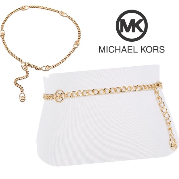 Michael Kors Accessories - MICHAEL KORS Gold Logo MK Chain Belt S M L XL